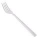 A silver Libbey Cimarron salad fork with a white background.