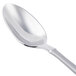 A close-up of a Libbey Cimarron stainless steel demitasse spoon with a white background.