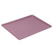 A purple rectangular Cambro dietary tray with a small hole in the middle.