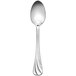 A Libbey stainless steel teaspoon with a curved handle on a white background.
