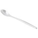 A close-up of a Libbey stainless steel spoon with a silver handle.
