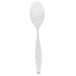 A white spoon with a long handle.