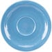 A blue Libbey porcelain saucer with a swirl pattern.