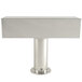 A silver rectangular Micro Matic stainless steel tap tower with a round base.