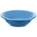 A blue Libbey porcelain fruit bowl with a rim.