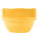 A close-up of a yellow Libbey Cantina bouillon bowl.
