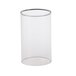 A clear glass cylinder globe on a white background.