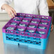 Carlisle RG16-2C414 OptiClean 16 Compartment Lavender Color-Coded Glass Rack with 2 Extenders Main Thumbnail 1