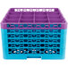 Carlisle RG16-5C414 OptiClean 16 Compartment Lavender Color-Coded Glass Rack with 5 Extenders Main Thumbnail 2