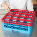 Carlisle RG16-2C410 OptiClean 16 Compartment Red Color-Coded Glass Rack with 2 Extenders Main Thumbnail 1