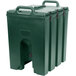 A green plastic Cambro insulated soup carrier with handles.