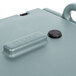 A slate blue Cambro insulated soup carrier with a lid and handle.