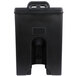 A black rectangular Cambro insulated soup carrier with a black lid and handle.