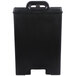 A black rectangular Cambro insulated soup carrier with a handle.