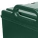 A green plastic Cambro insulated soup carrier with a handle.