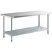 Regency 30" x 72" 18-Gauge 304 Stainless Steel Commercial Work Table with Galvanized Legs and Undershelf