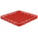 A red plastic Carlisle glass rack extender with compartments.