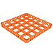 An orange plastic Carlisle OptiClean glass rack extender with a grid pattern.