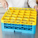 Carlisle RG25-2C411 OptiClean 25 Compartment Yellow Color-Coded Glass Rack with 2 Extenders Main Thumbnail 1