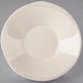A white Libbey porcelain bowl with a brown rim.