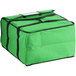 A green Choice insulated pizza delivery bag with black straps.