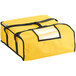 A yellow Choice insulated pizza delivery bag with black straps and a zipper.