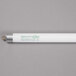A Satco HyGrade fluorescent light bulb with a white tube and green text.