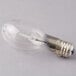 A Satco high pressure sodium light bulb with a clear glass cover on a white background.