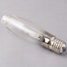 A clear Satco high pressure sodium light bulb with a silver metal base.