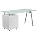 Flash Furniture NAN-WK-021-GG White Tempered Glass Desk with 3 Drawer Pedestal - 59" x 32" x 30" Main Thumbnail 2