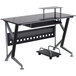 Flash Furniture NAN-WK-059-GG Black Glass Desk with Pull-Out Keyboard Tray and CPU Cart - 47" x 28" x 30" Main Thumbnail 1