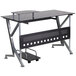 Flash Furniture NAN-WK-059-GG Black Glass Desk with Pull-Out Keyboard Tray and CPU Cart - 47" x 28" x 30" Main Thumbnail 2