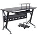Flash Furniture NAN-WK-059-GG Black Glass Desk with Pull-Out Keyboard Tray and CPU Cart - 47" x 28" x 30" Main Thumbnail 3