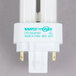 A close-up of a Satco Cool White Pin Based Compact Fluorescent Light Bulb with two connectors.