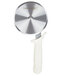 A Dexter Russell pizza cutter with a white handle.
