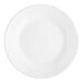 An Acopa bright white stoneware plate with a wide white rim.