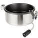 A silver stainless steel Carnival King 8 oz. popcorn kettle with a black handle.