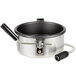 A small stainless steel Carnival King 8 oz. popcorn kettle with a black handle.