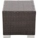 A BFM Seating Aruba Java wicker end table with a tempered glass top on a white background.