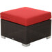 BFM Seating PH5106JV-5477 Aruba Java Wicker Ottoman with Logo Red Cushion Main Thumbnail 1