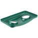 A green Rubbermaid Slim Jim recycling bottle/can lid tray with two holes.