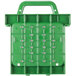 A green rectangular plastic pusher head assembly with holes in it.