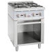 A stainless steel Cooking Performance Group natural gas range with four burners and a storage base.