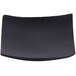 A black square bamboo dish on a white background.