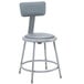National Public Seating 6418B 18" Gray Round Padded Lab Stool with Adjustable Padded Backrest Main Thumbnail 1