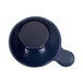 A close-up of a blue and black Elite Global Solutions melamine handled bowl.