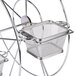 A Clipper Mill chrome metal ferris wheel rack with 5 baskets attached.