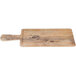 A rectangular faux driftwood serving board with a handle.