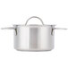 A stainless steel Clipper Mill mini bistro serving pot with a lid.