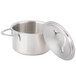 A silver stainless steel Clipper Mill mini bistro serving pot with a lid.